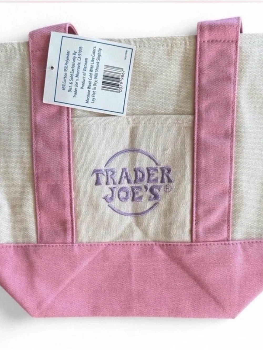 Trader Joe'S Mini Pastel Canvas Tote Bag